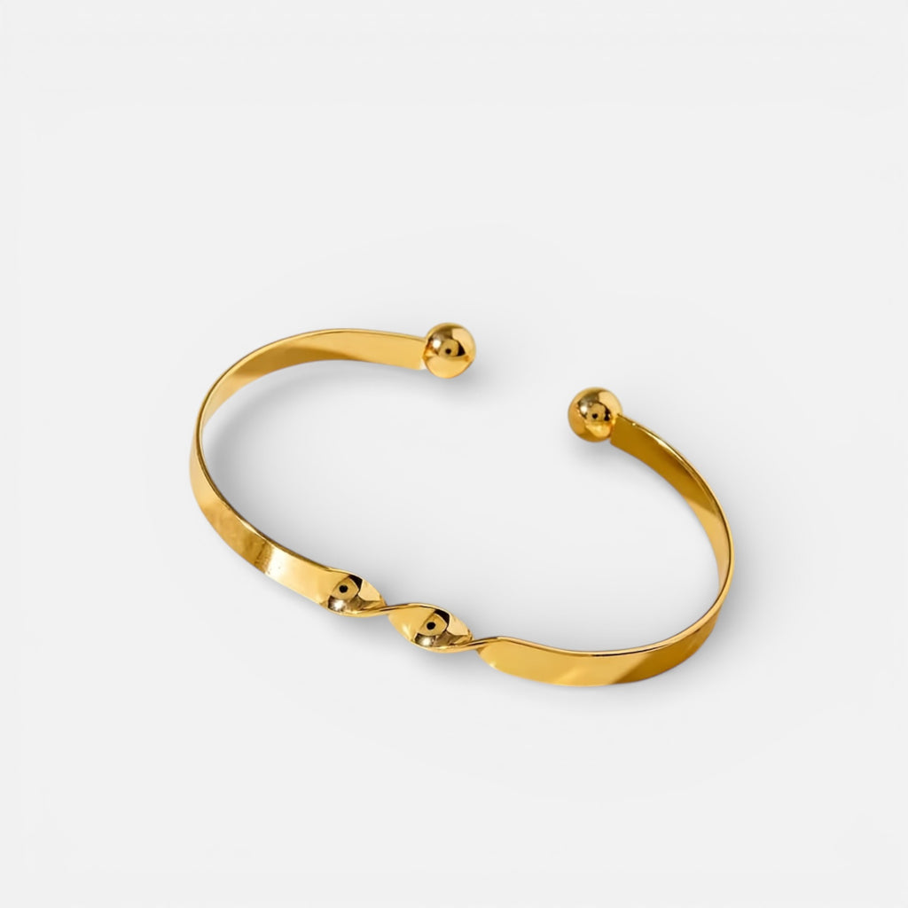 Nolvre | Women’s Open Bangle Bracelet Set – Polished Alloy Metal