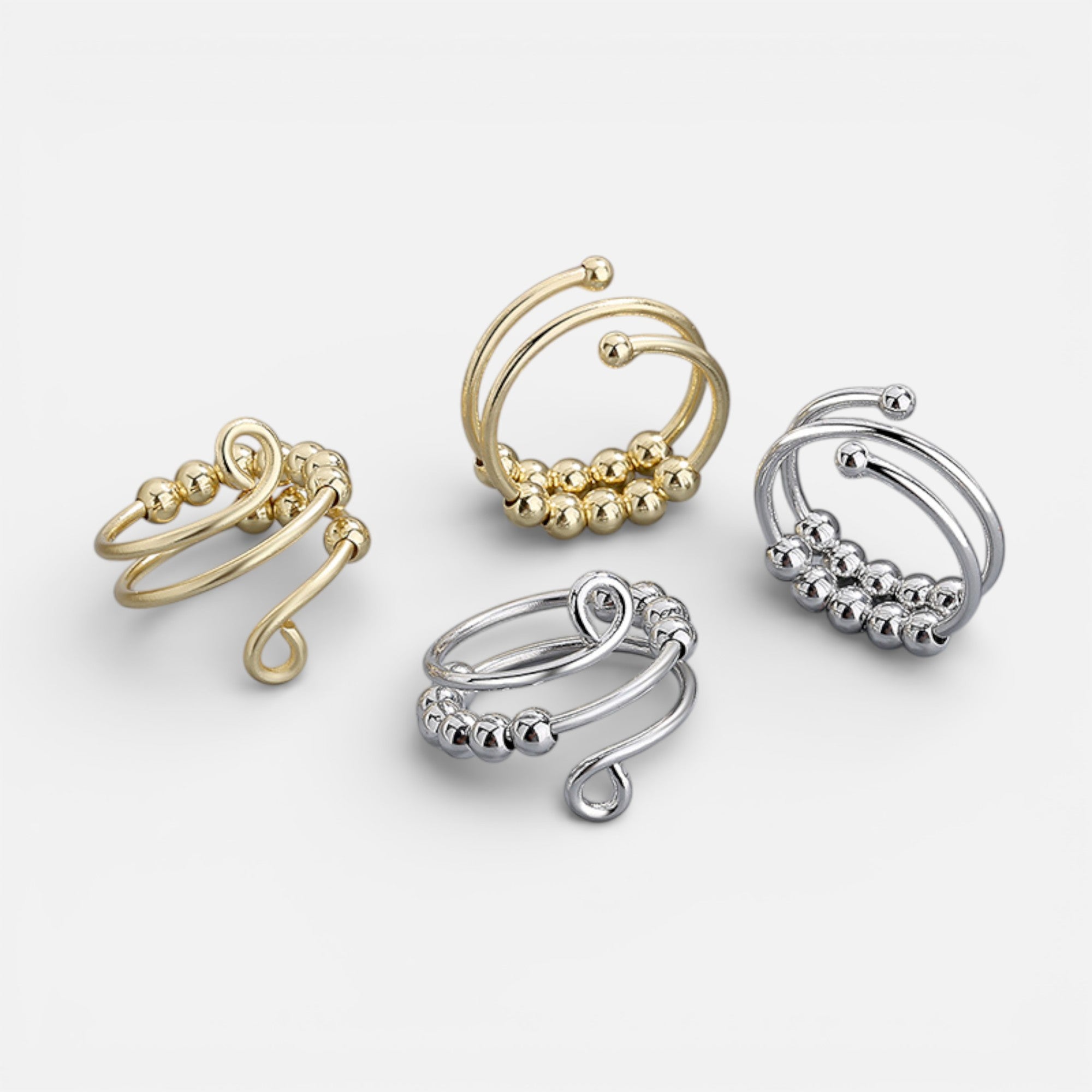 Nolvre | Women’s Adjustable Beaded Ring – Stainless Steel