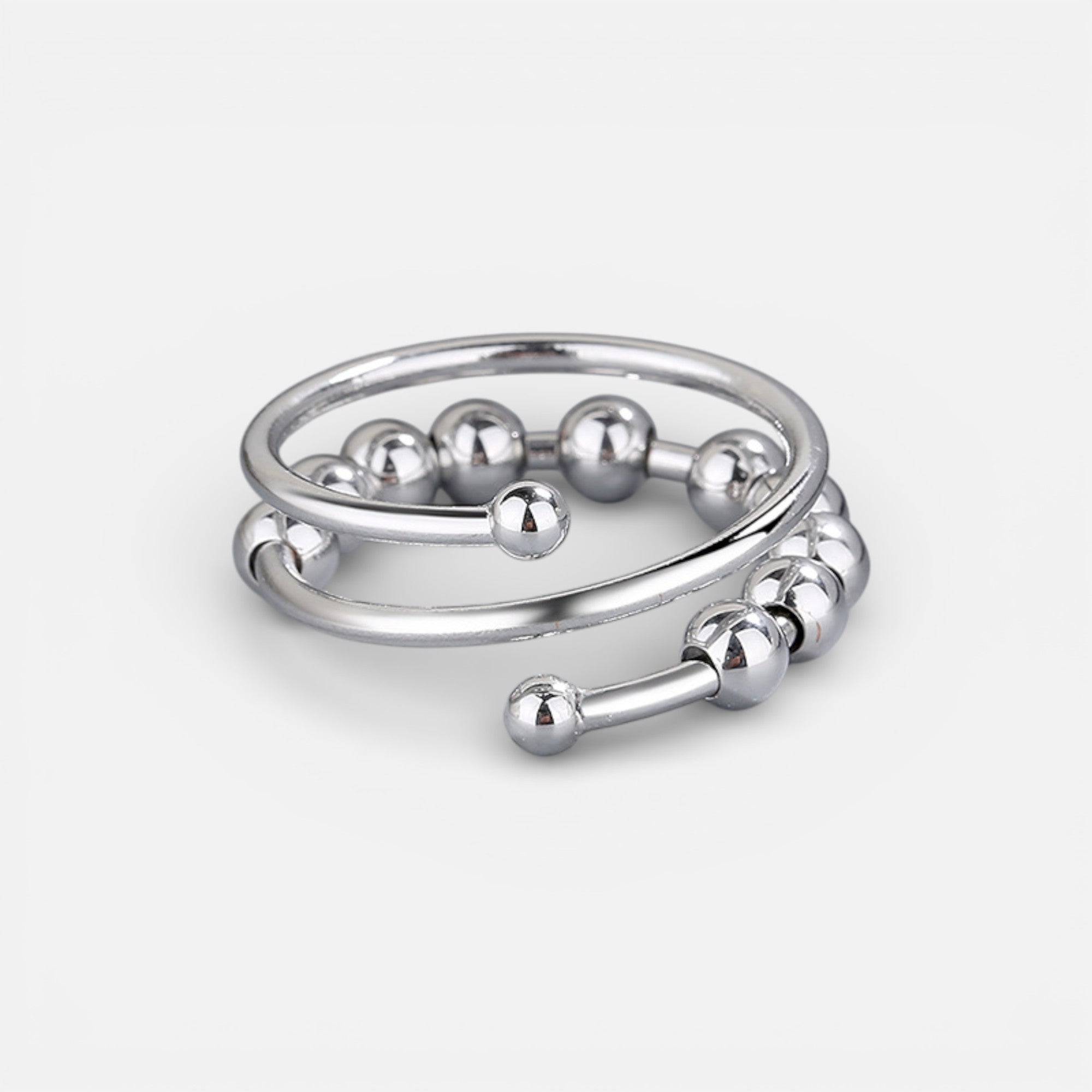 Nolvre | Women’s Adjustable Beaded Ring – Stainless Steel
