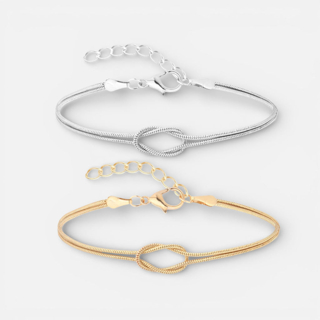 Nolvre | Women’s Knot Bracelet Set – Gold-Tone & Silver-Tone