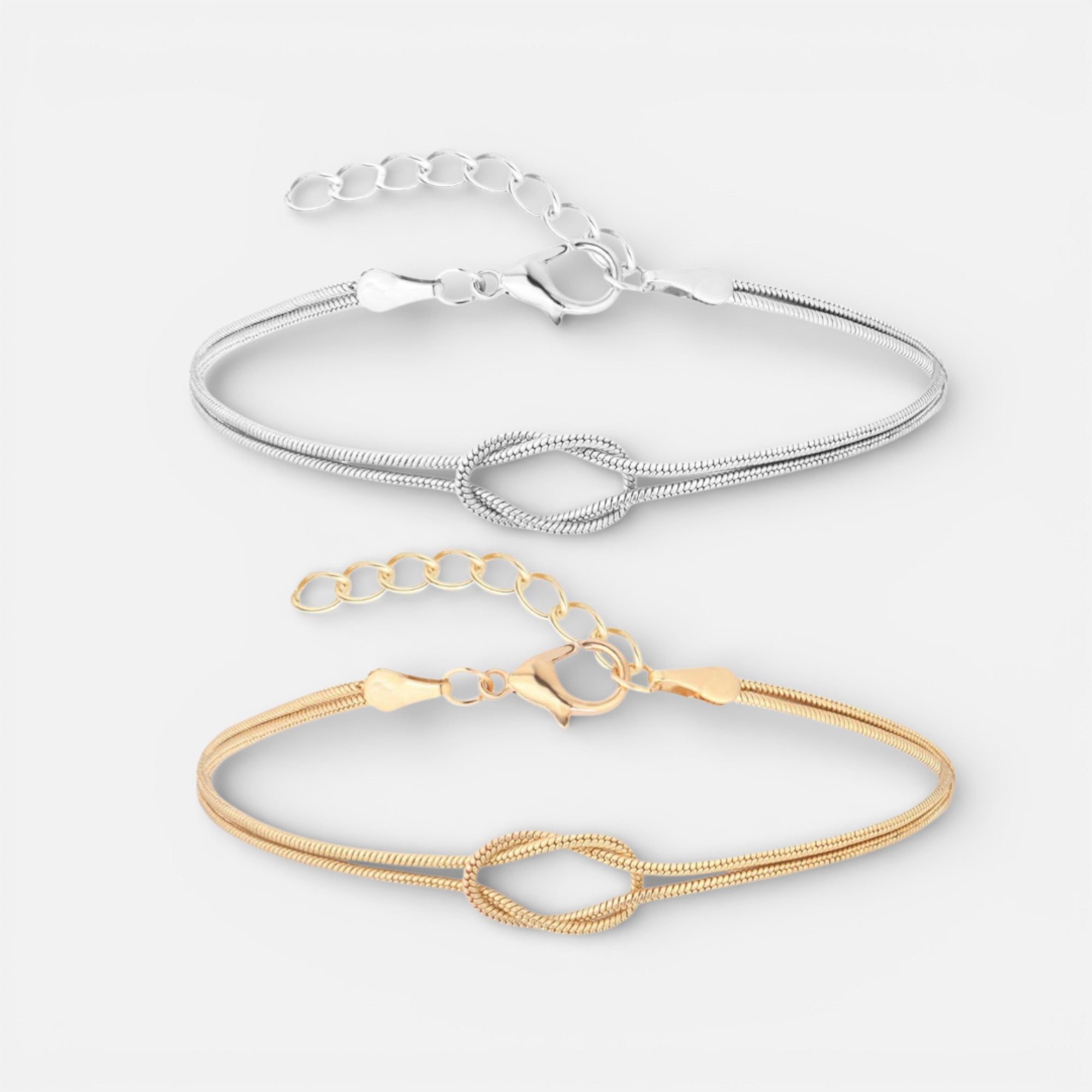 Nolvre | Women’s Knot Bracelet Set – Gold-Tone & Silver-Tone