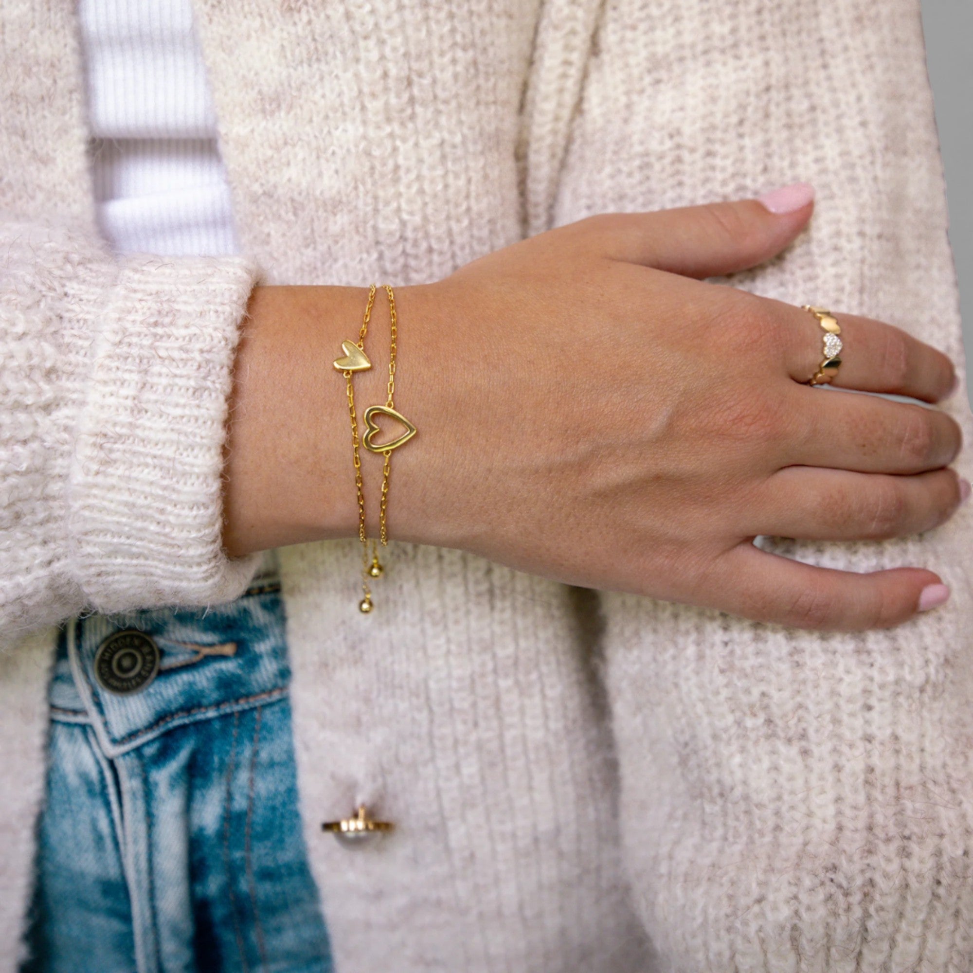 Nolvre | Women’s Heart Bracelet Set – Stainless Steel