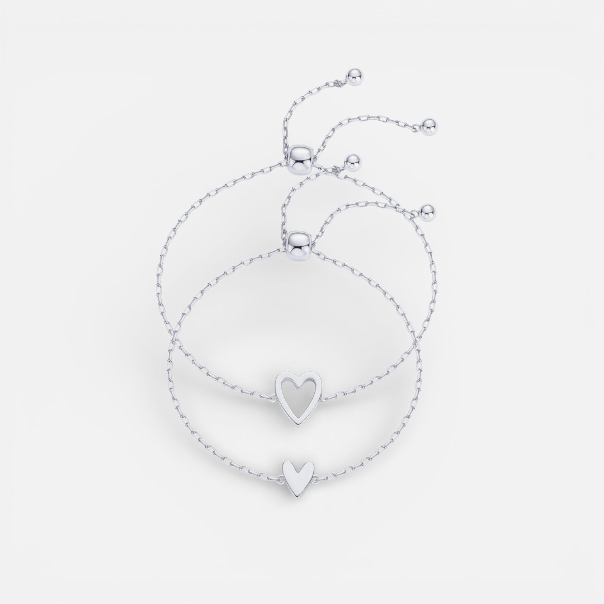 Nolvre | Women’s Heart Bracelet Set – Stainless Steel