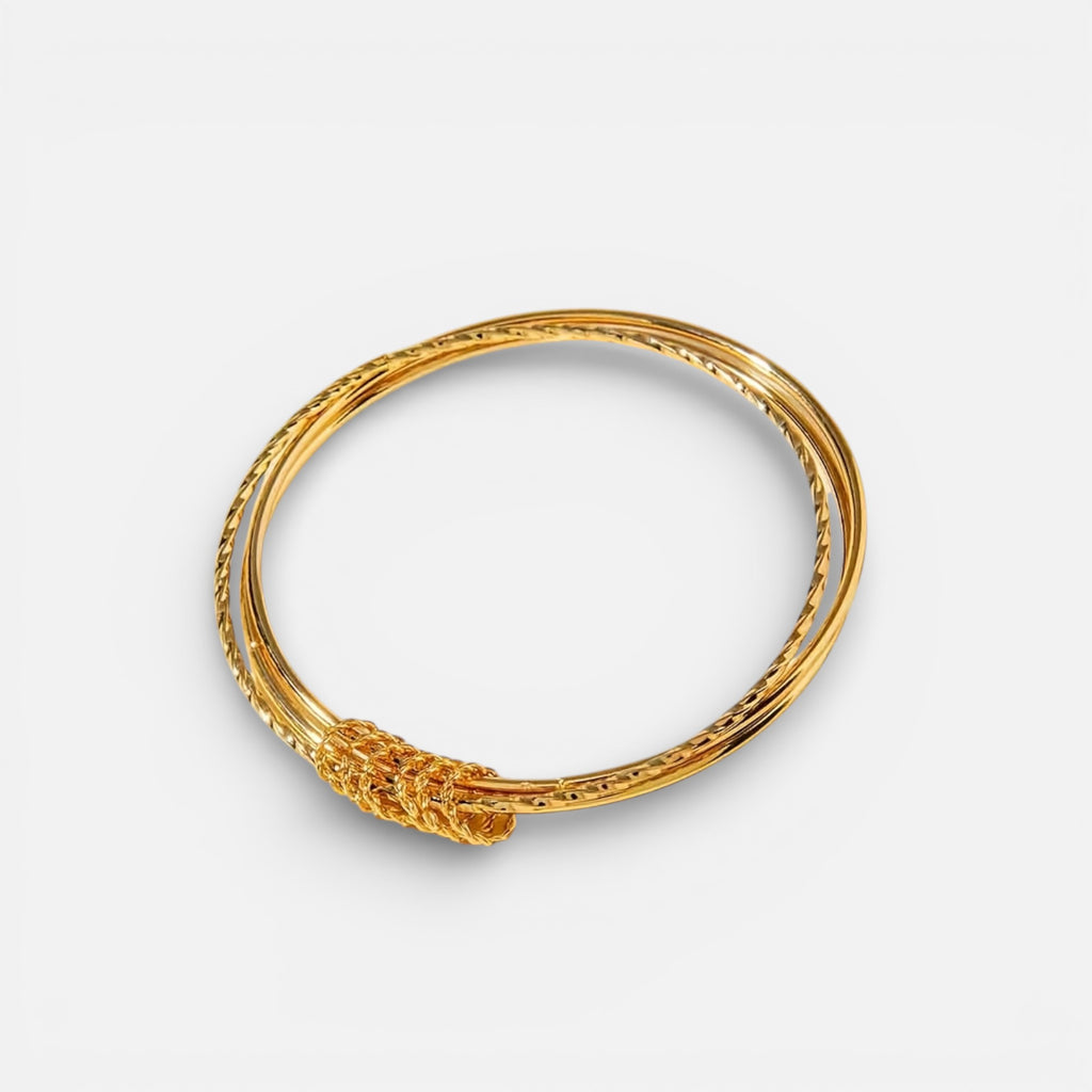 Nolvre | Women’s Open Bangle Bracelet Set – Polished Alloy Metal