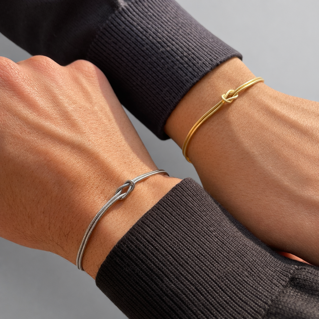 Nolvre | Women’s Knot Bracelet Set – Gold-Tone & Silver-Tone
