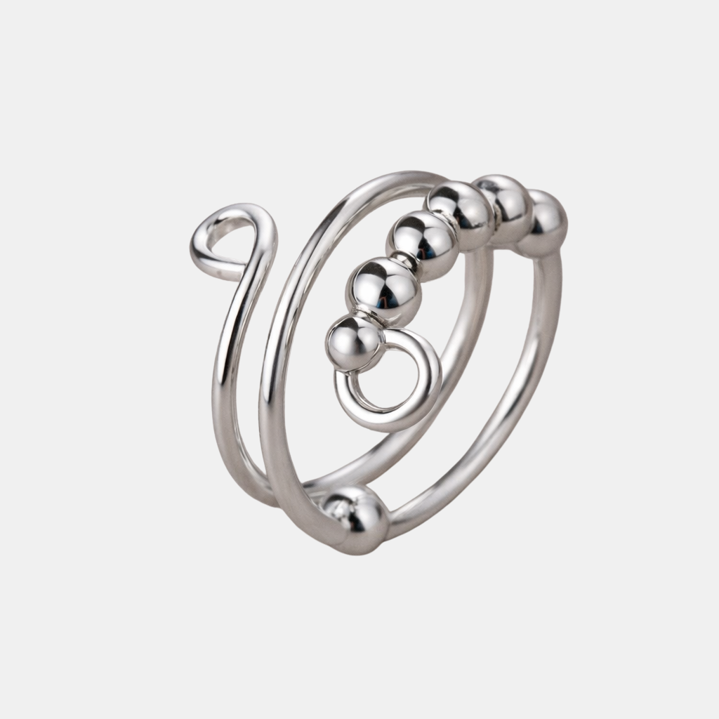 Nolvre | Women’s Adjustable Beaded Ring – Stainless Steel
