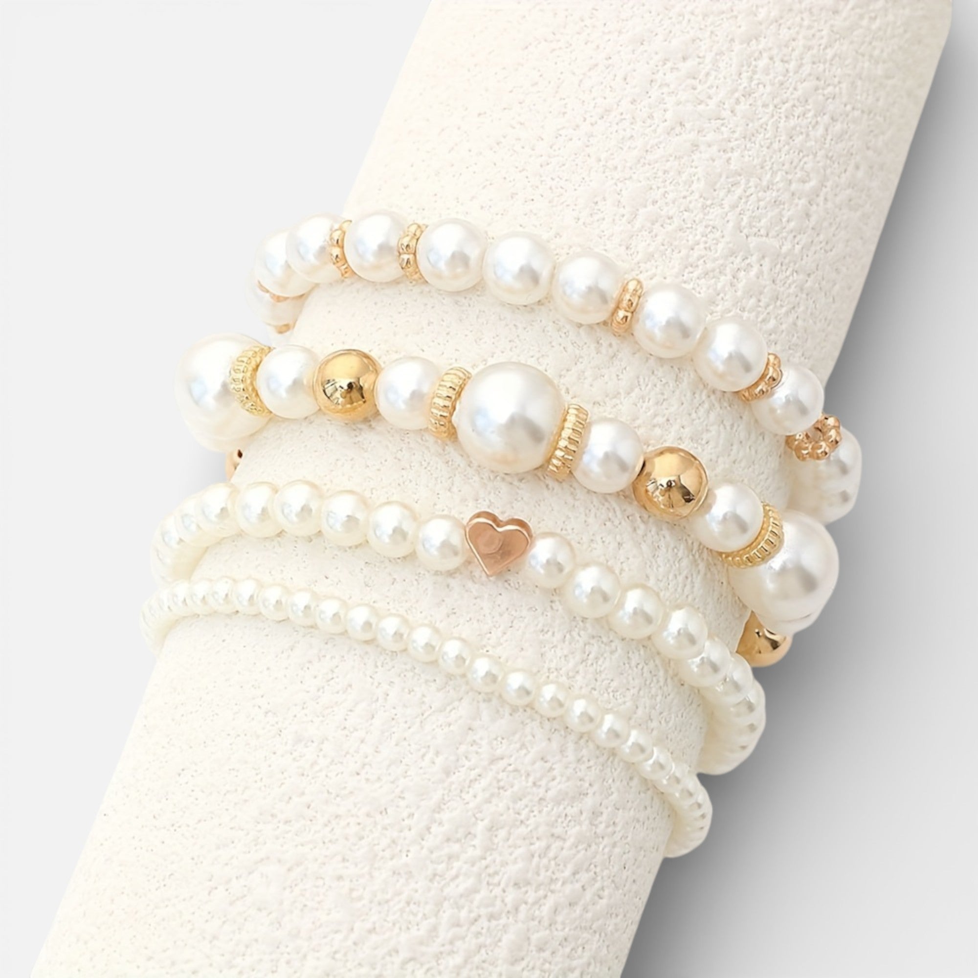 Nolvre | Women’s Faux Pearl Beaded Bracelet Set