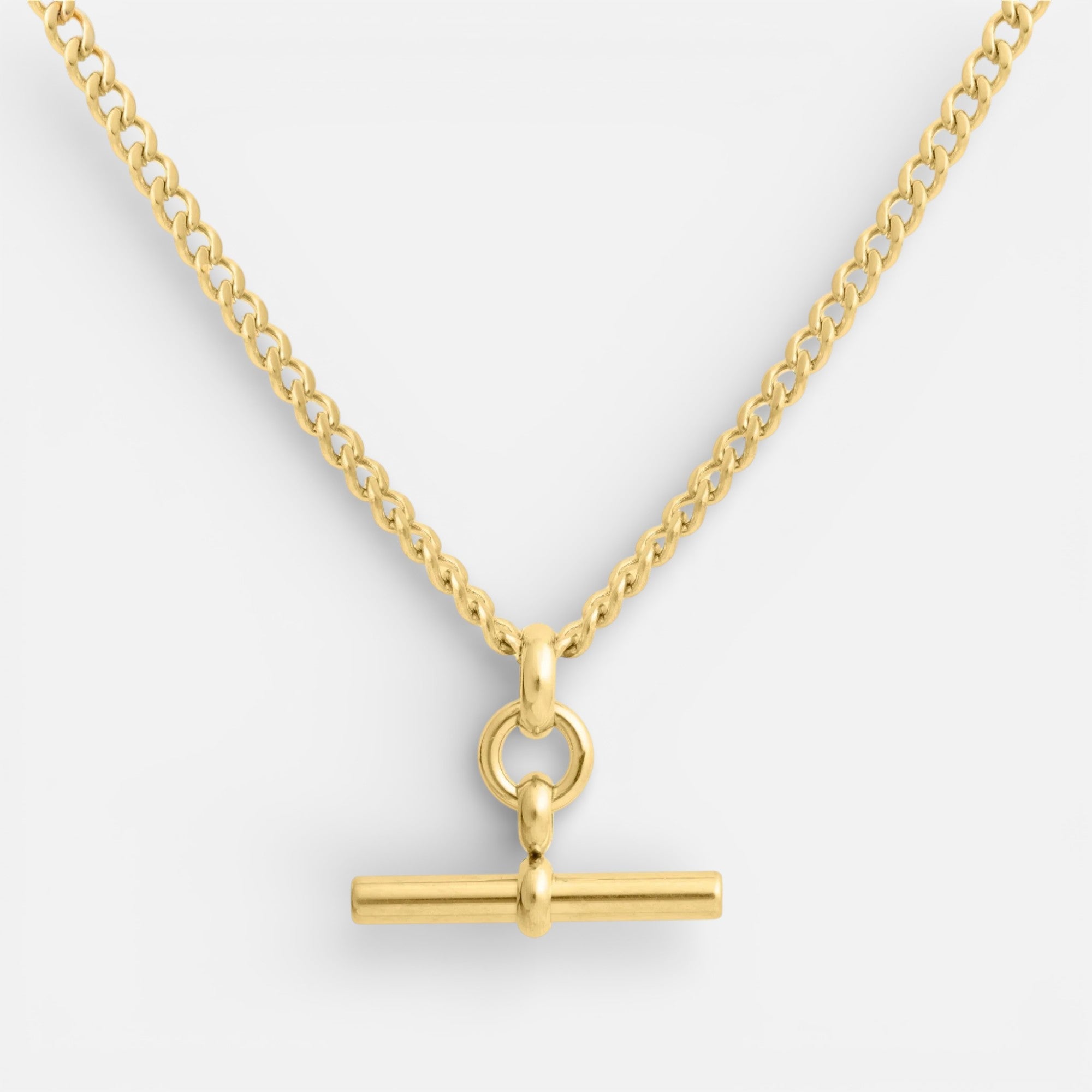 Nolvre | Women’s Skinny Curb T-Bar Necklace – 316L Stainless Steel